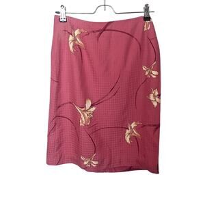 Tommy Bahama Red Floral Silk Faux Wrap Skirt Women’s Sz 8 Medium